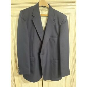 VTG 70s Johnny Carson Navy Jacket & Vest Sports Coat Blazer Sz 44